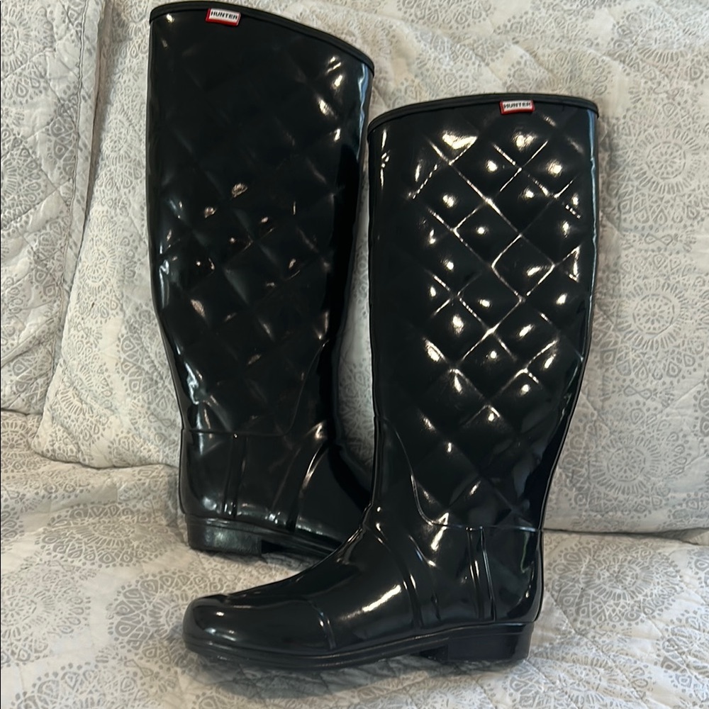 Hunter Women's Black Quilted Rain Boots